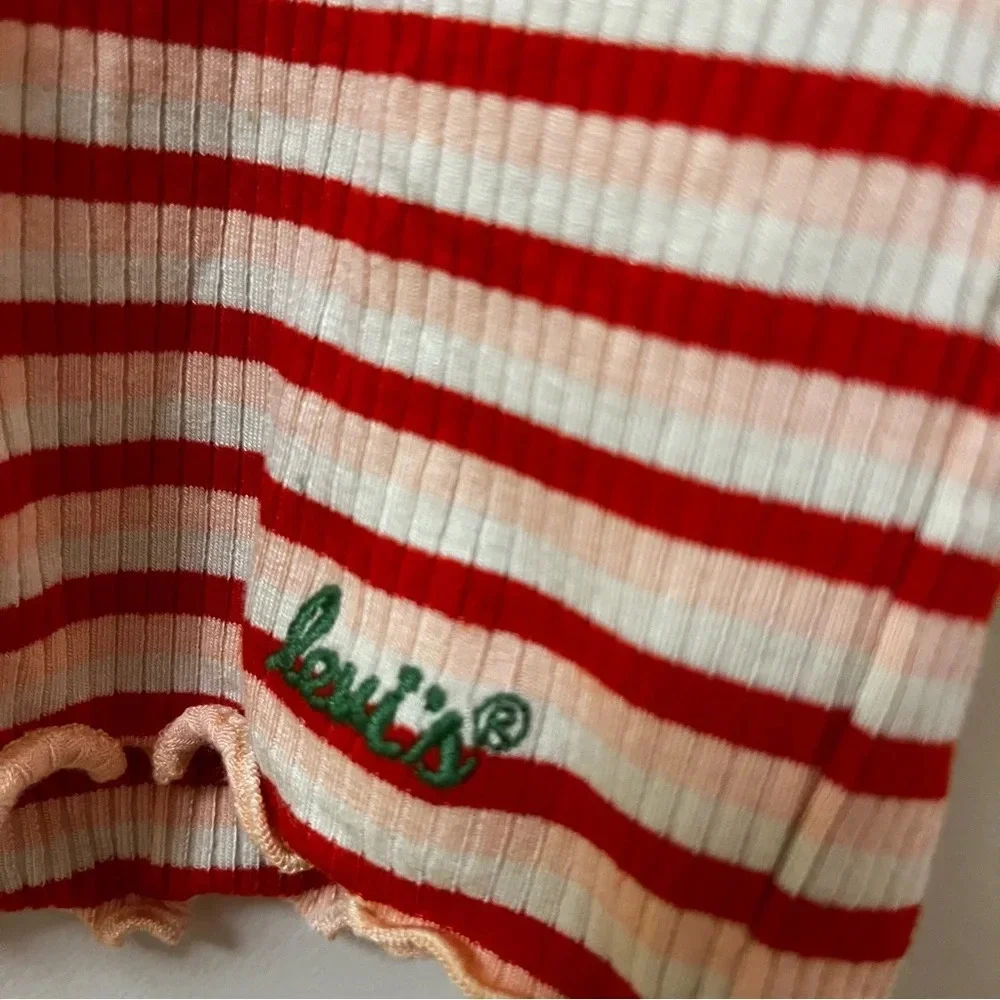Levi’s Striped Short Sleeve shirt with ruffles-Size Girls M- NWT